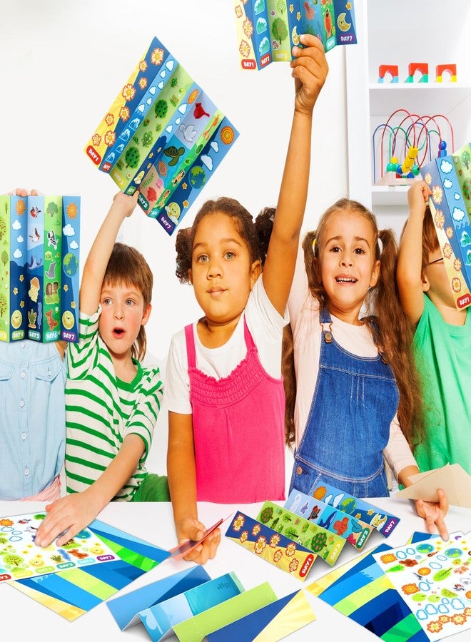 Weekgrat 24 Pcs 7 Days of Creation Sticker Scenes for Kids Fold up Creation Craft Religious DIY Stickers Scene Bulk Make Your Own Craft Gifts for Christian Sunday School Classroom Church Supply - Image 4